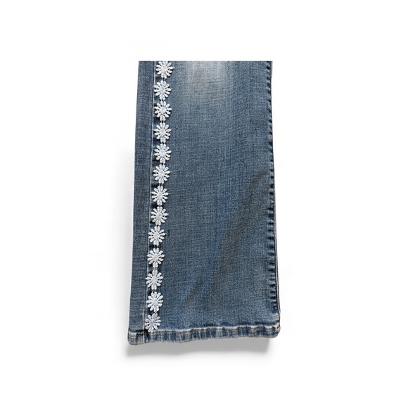 Levi's Blue Flare Jeans with White Embroidery - Picture 2 of 3